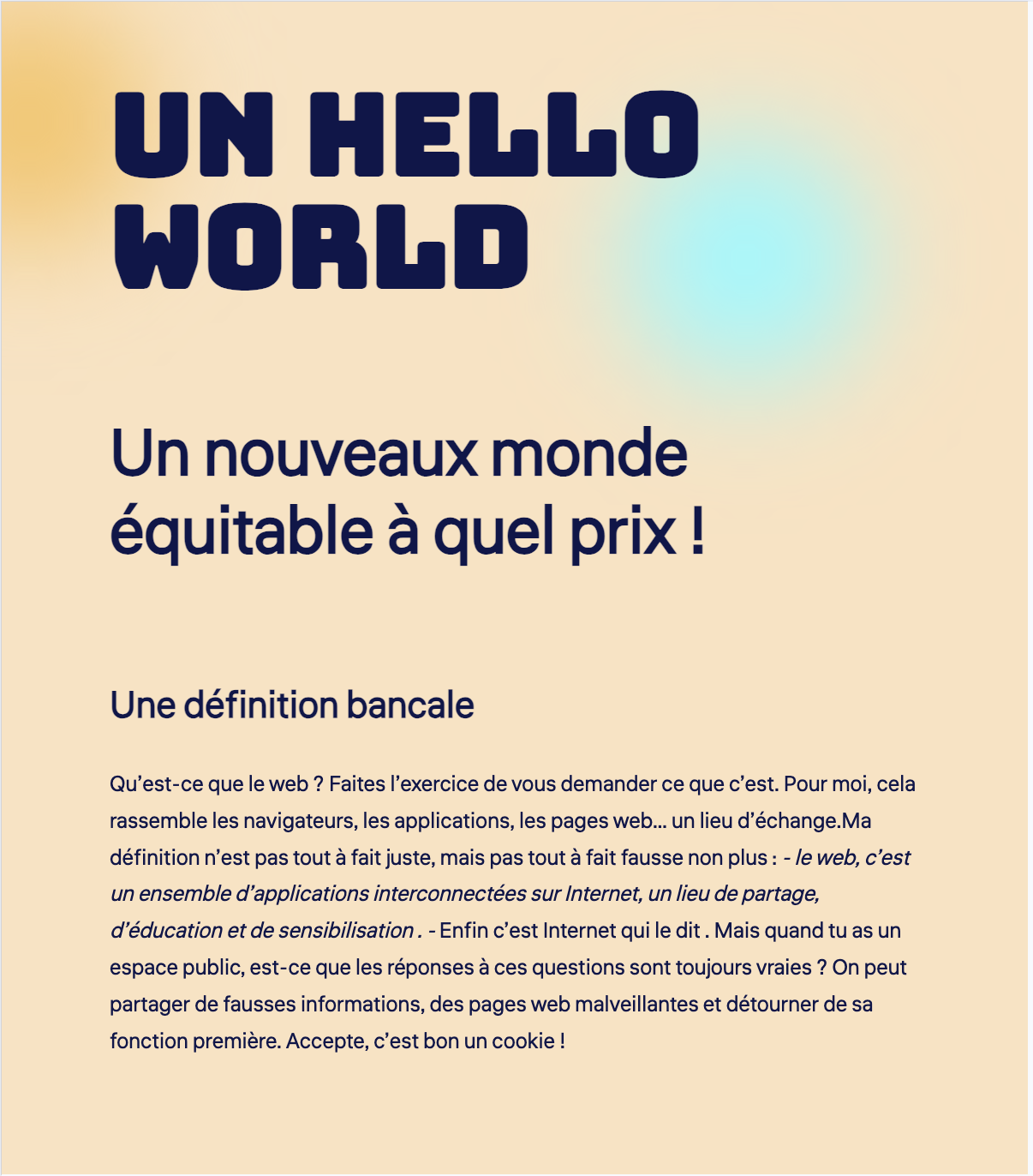 Page du site internet Hello World