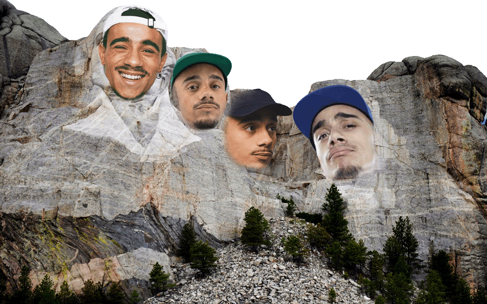 C'est le mont Rushmore, dont les têtes des présidents ont été remplacées par quatre têtes de Mister V.